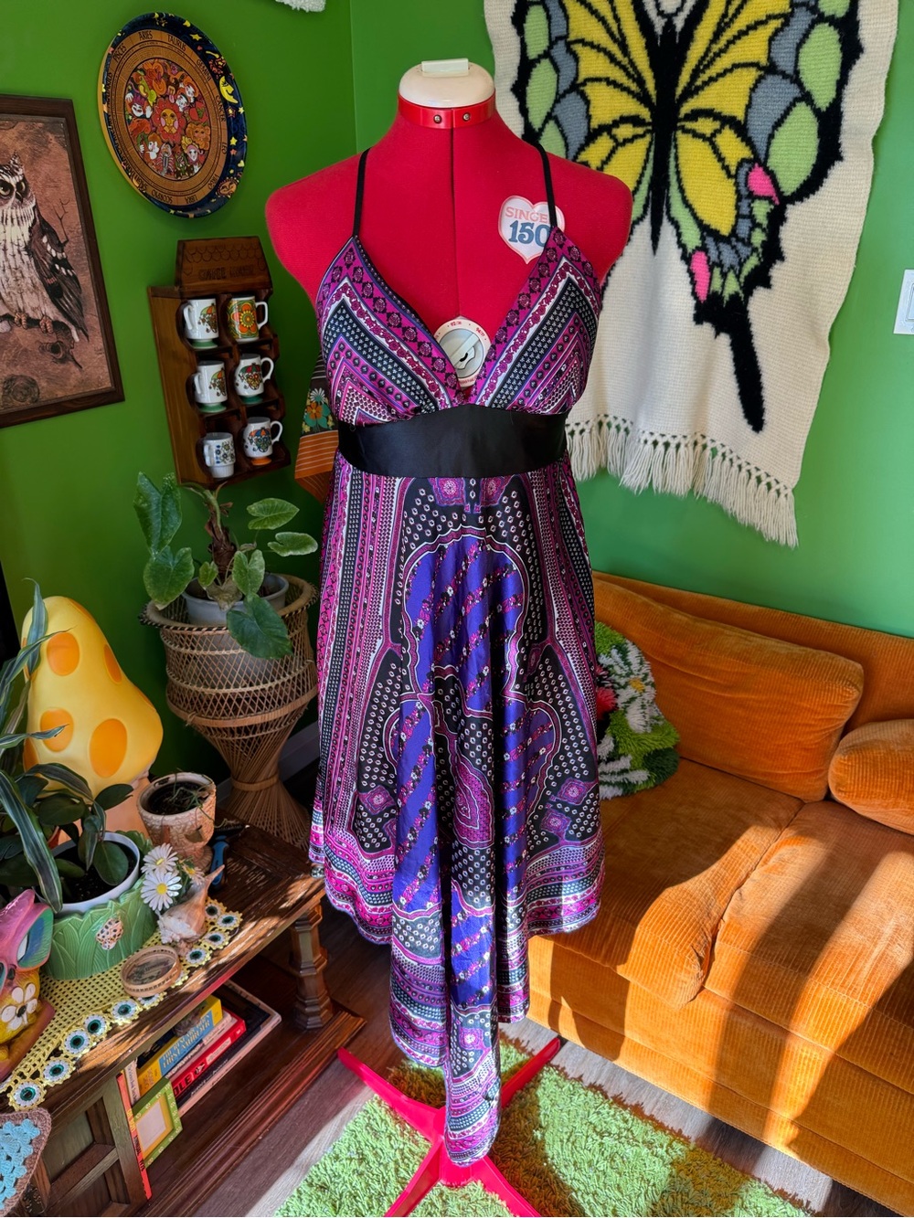 Urban Behavior Purple and Pink Paisley Midi Dress
